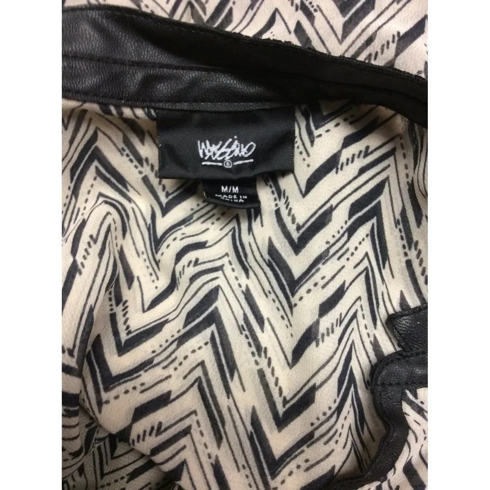 Mossimo Zig Zag Geometric Sheer Blouse Medium